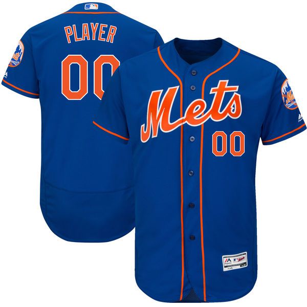 Men New York Mets Majestic Royal Orange Blue 2017 Alternate Authentic Collection Flex Base Custom MLB Jersey